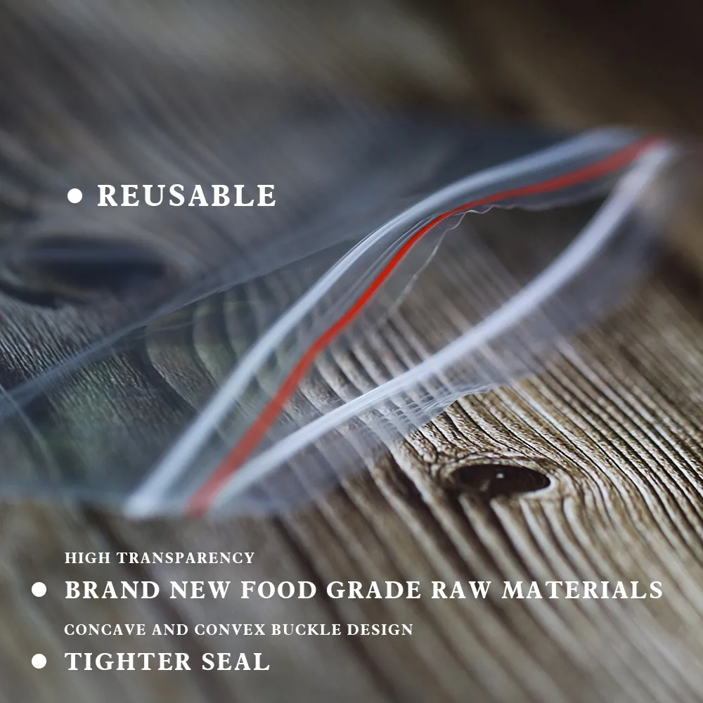 100-500PCS Resealable Zip Lock Plastic Bags Self Seal Clear Poly Bag Food Storage Package Pouches Vacuum Fresh Organize Bag