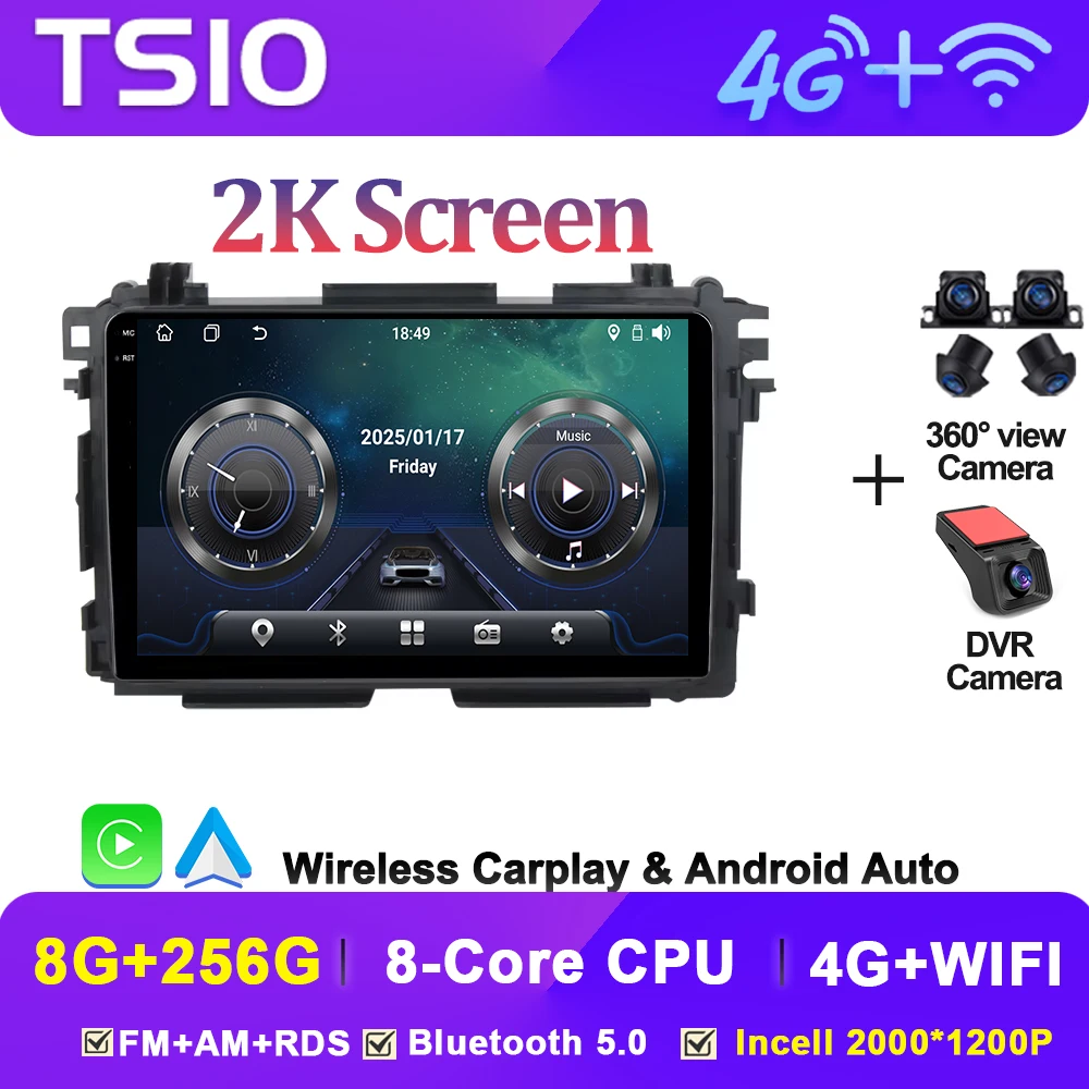 

Автомагнитола Android 16 для Honda Vezel HR-V HRV XRV 2015-2017 с Android Auto, 8-ядерным процессором, сенсорным экраном, Carplay, 5G Wi-Fi и Bluetooth