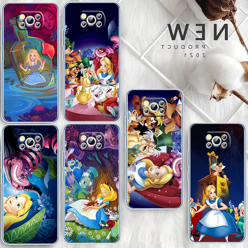 

Alice in Wonderland Disney For Xiaomi Civi Mi Poco X4 X3 NFC F3 GT M4 M3 M2 X2 F2 Pro C3 4G 5G Transparent Soft TPU Phone Case