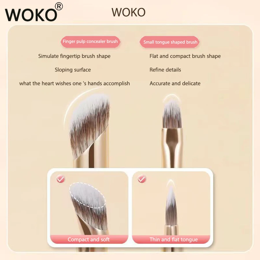 Фото Кисть WOKO для консилера с двойной головкой, кисть для консилера для пальцев, Кисть для макияжа и консилера для головы, кисть для консилера, инструмент для макияжа с покрытием от пятен на лице №3