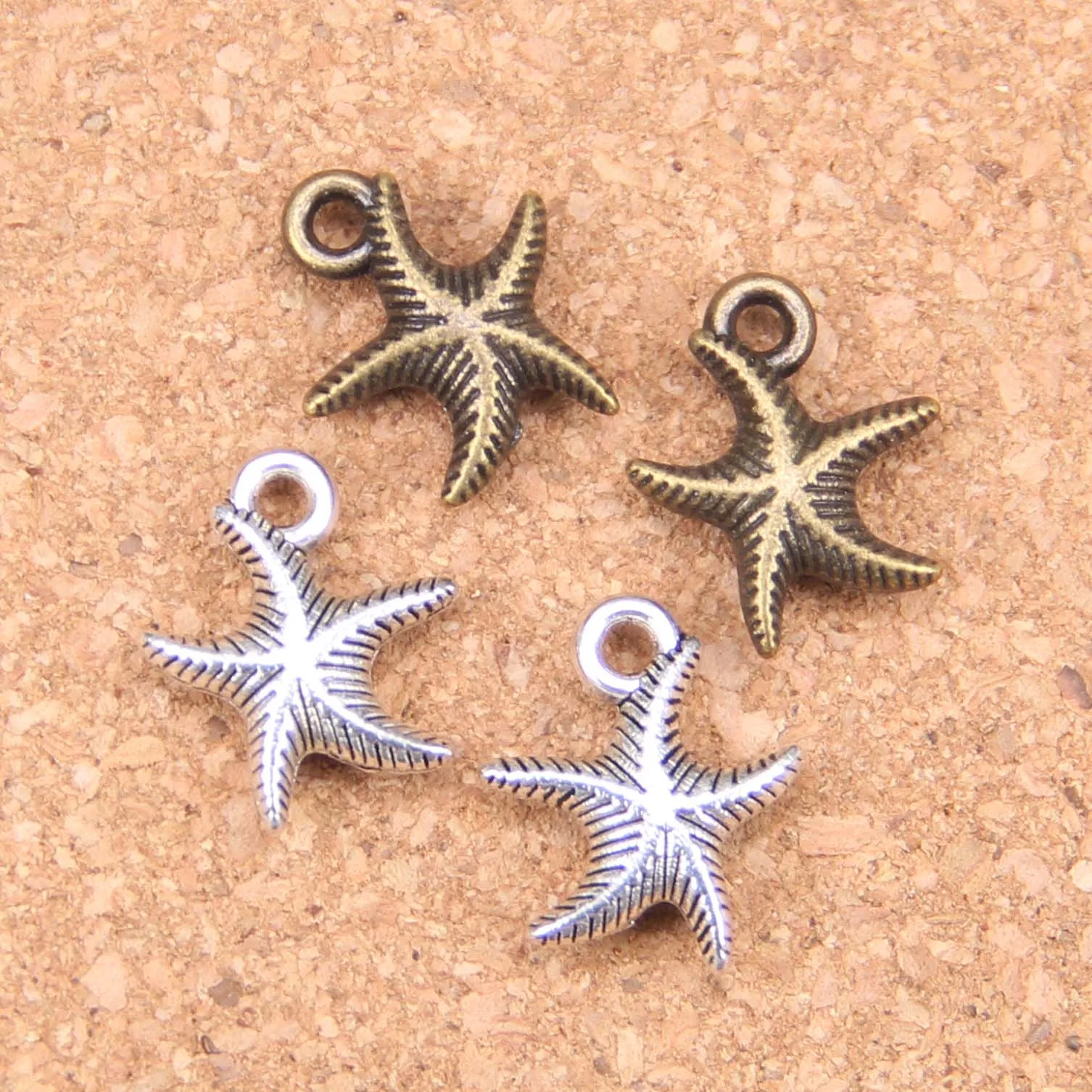 

112pcs Charms double sided starfish 16x14mm Antique Pendants,Vintage Tibetan Silver Jewelry,DIY for bracelet necklace