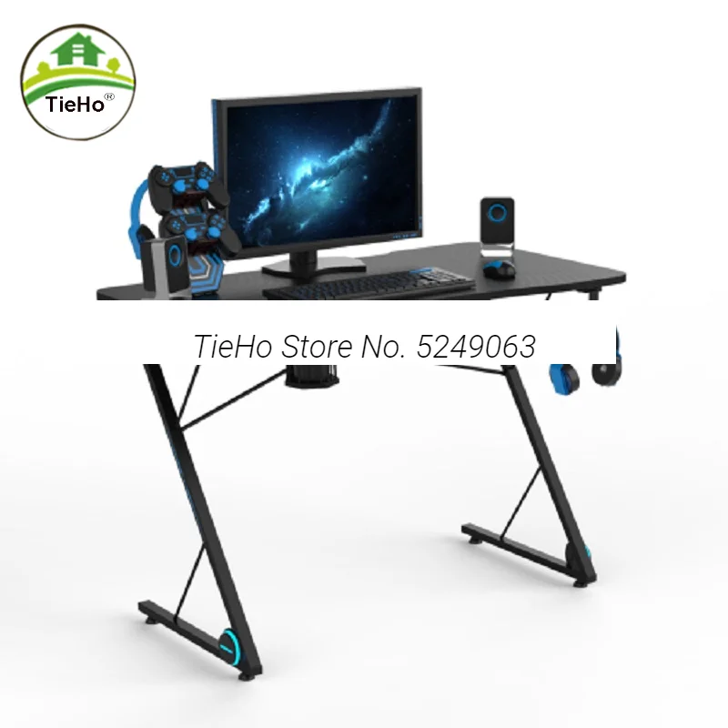 

Gamer Desk Z Shaped Professional E Sport Workstation with LED Lights Large Carbon Fiber Surface Ergonomic PC Home Office
