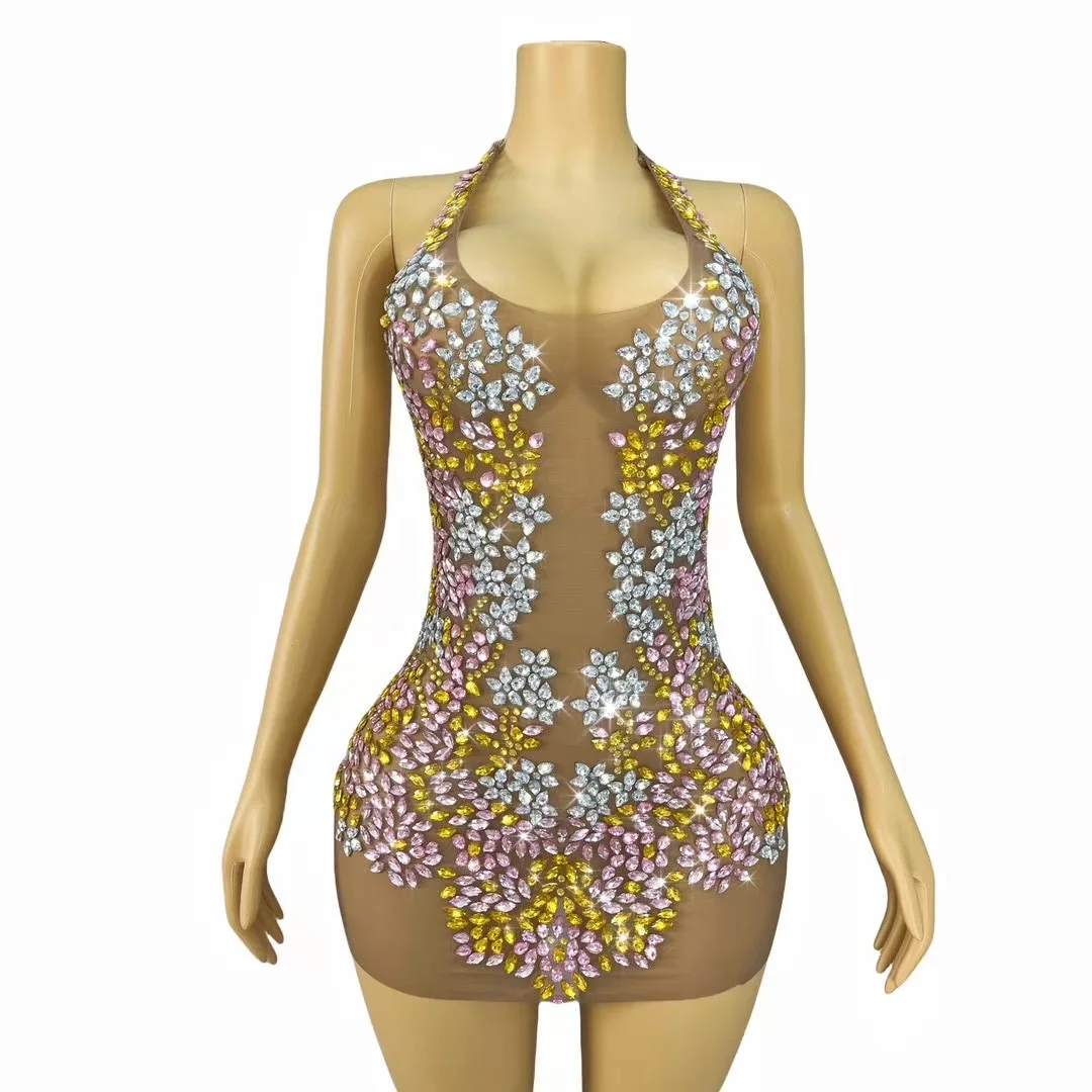 Женское сексуальное Сетчатое платье с открытой спиной блестящее женское