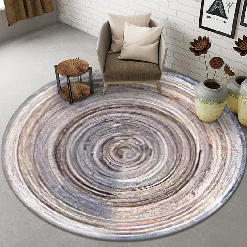 

Tree Ring Pattern Anti-Slip Round Area Rugs Soft Kids Play Carpets for Home Living Room Bedroom Bedside Sofa Chair Mat Yoga Mats