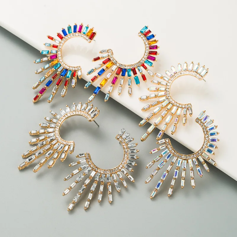 

Exaggerated Fashion Jewelry Round Earrings For Women 2022 Boho Luxury Crystal Fairy Grunge Hip Hop Brincos Ear Accessories