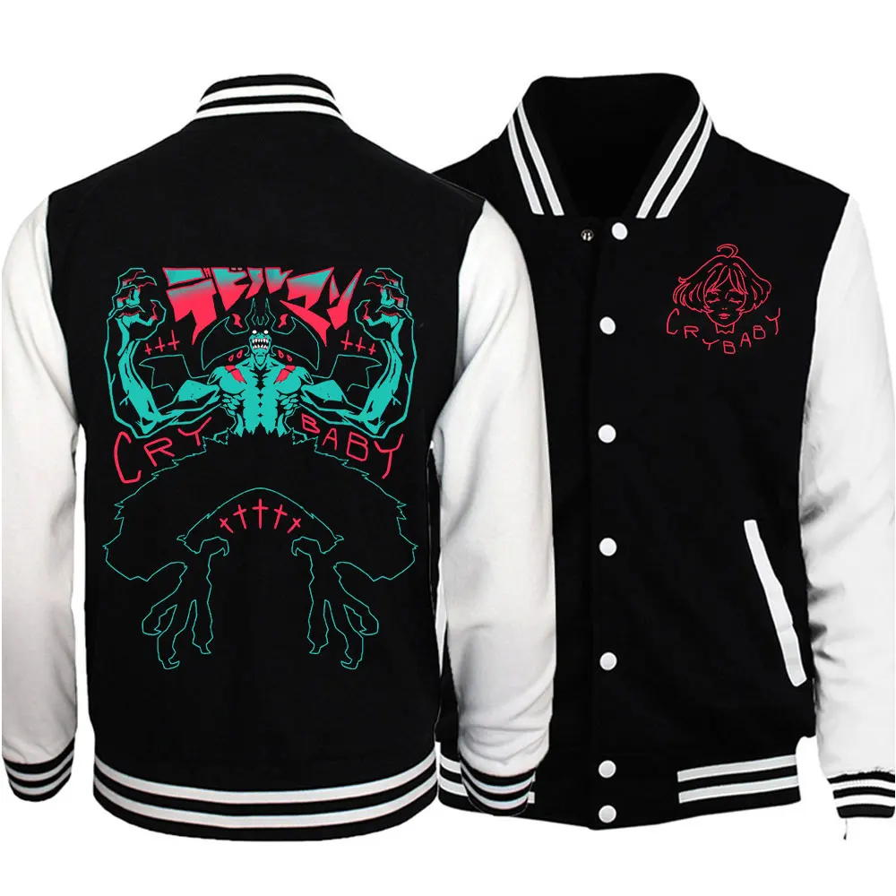 Anime Devilman Crybaby Men's Jacket Baseball Uniform Casual Loose Bomber Varsity Jackets Streetwear Coats Unisex Clothing