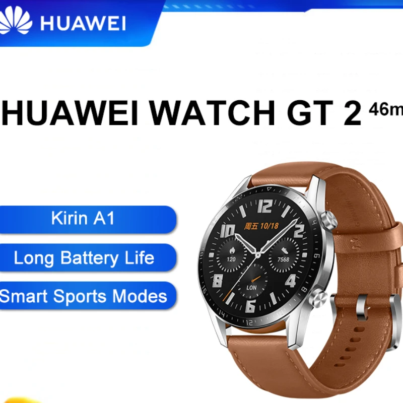 HUAWEI-relojes inteligentes Watch GT 2, pulsera con pantalla Led, control del ritmo cardíaco y del sueño, resistente al agua, llamadas telefónicas, GPS, Fitness, Bluetooth