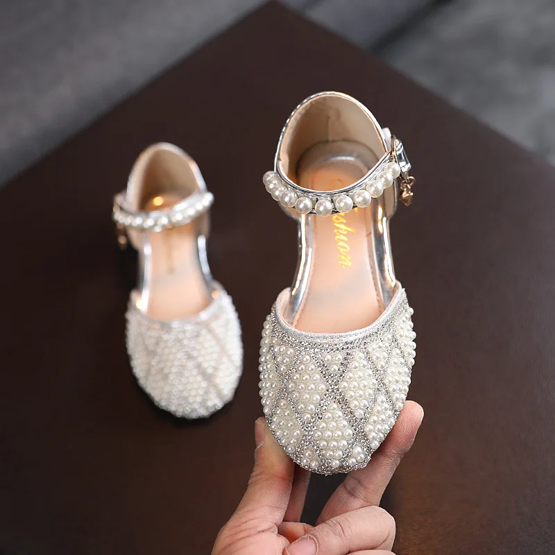 Toddlers Girls Shoes for Party Wedding Princess Kids Shoes Sandals Childern's Soft Sole Delicate Pearl Casual Flats Sweet Cute