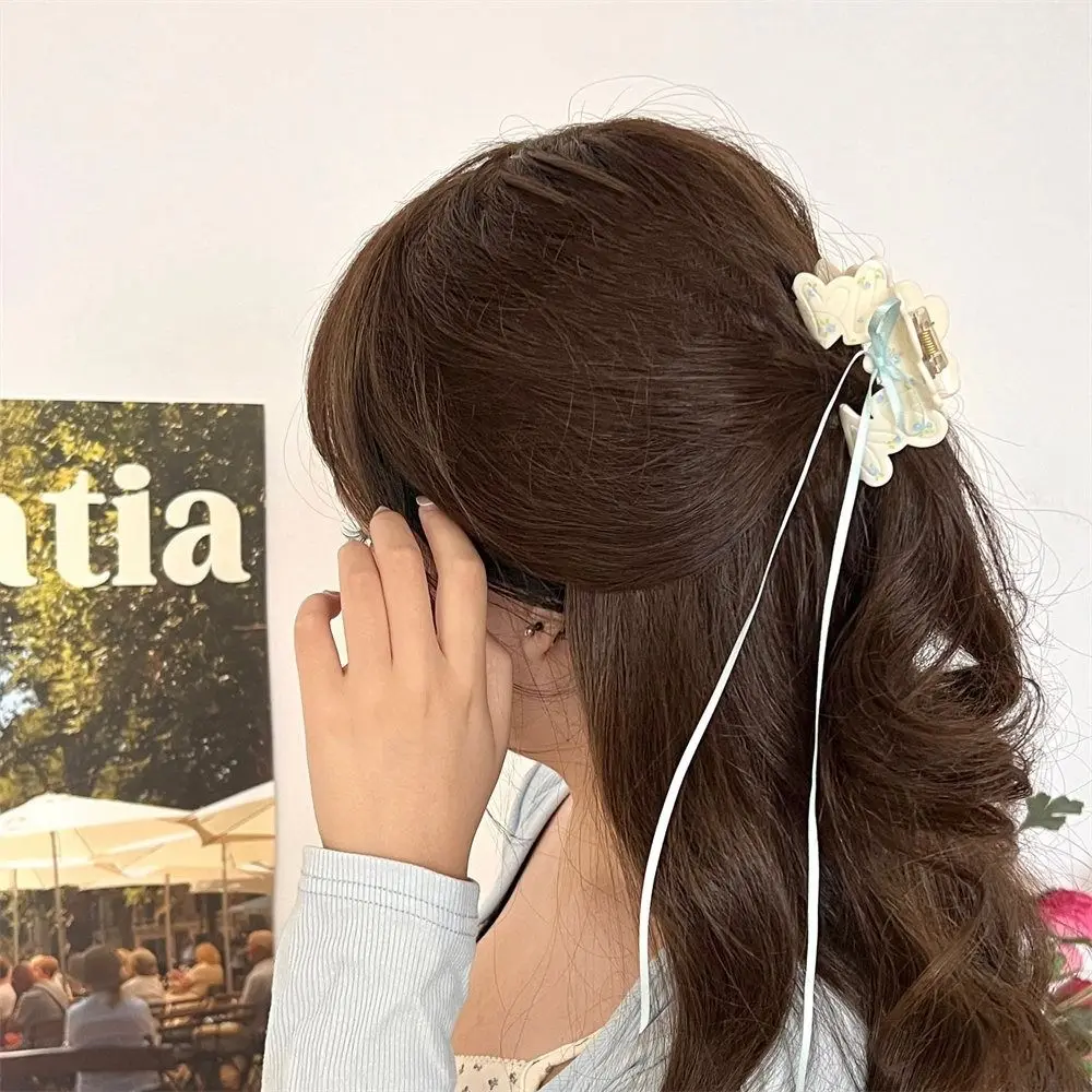 Милый пластиковый бант для волос коготь цветок лента бабочка зажим головной убор
