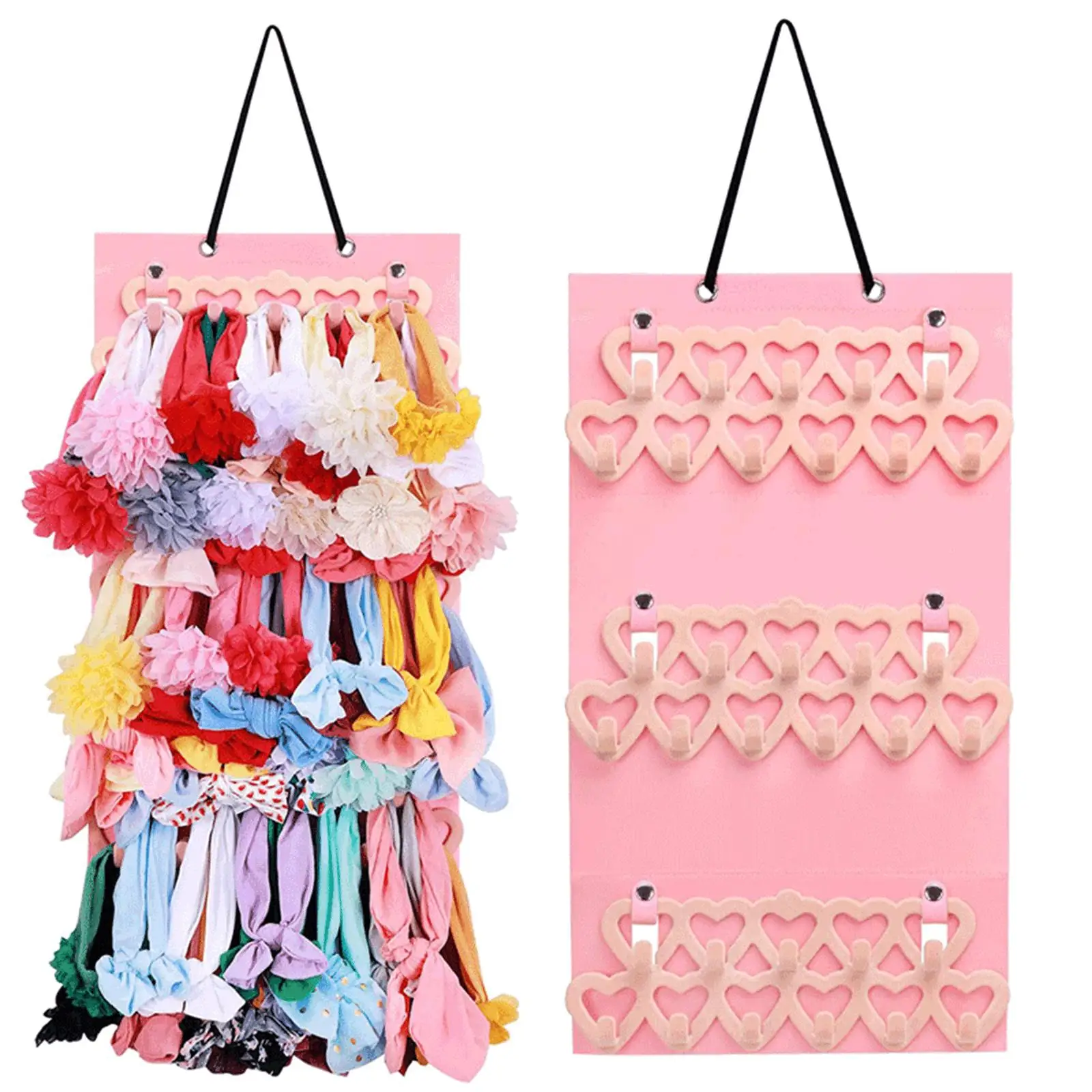

Headband Holder, Household Hanging Storage Organizer Wall Hanger with Hooks for Headwear Hair Ties, Pink