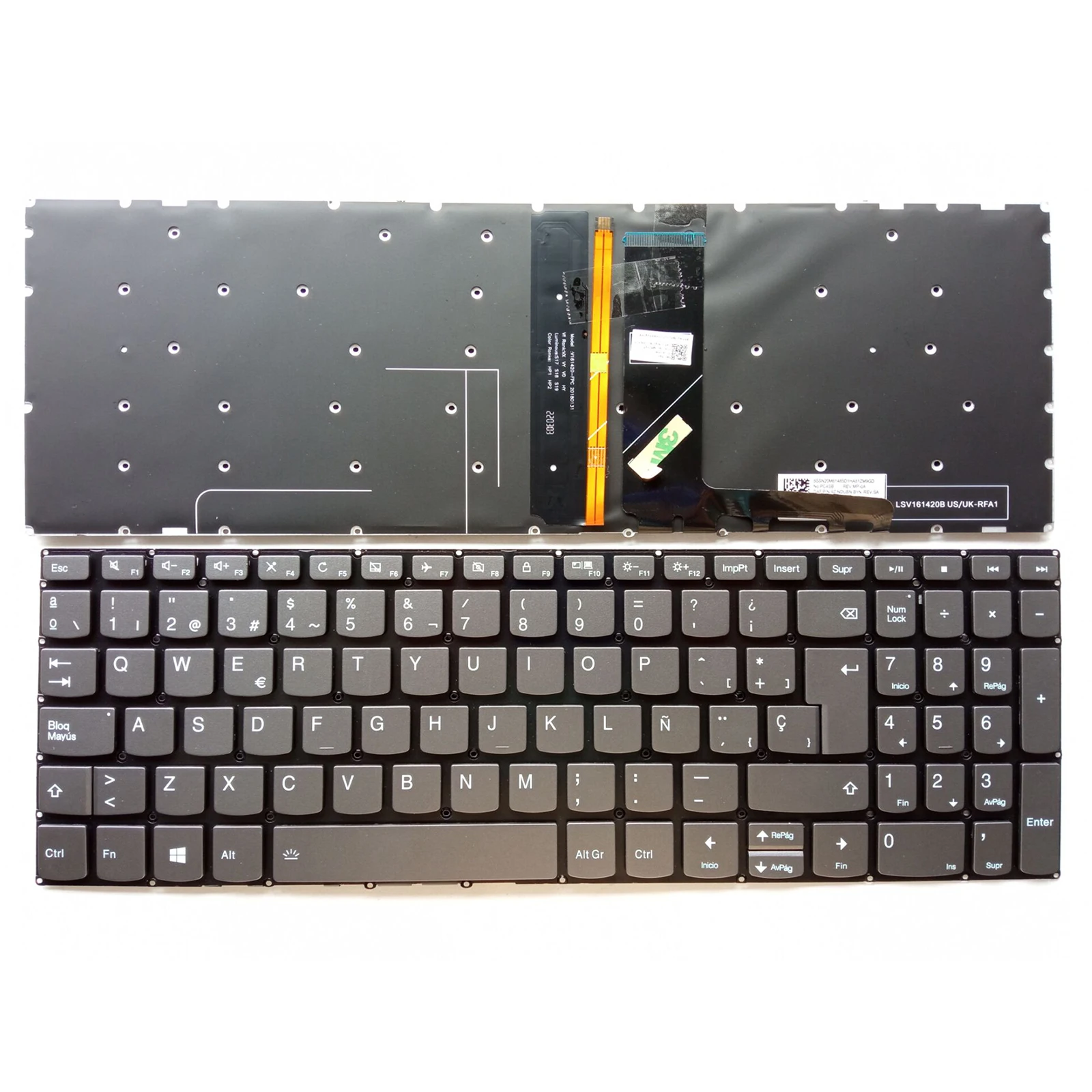 Испанская клавиатура для Lenovo IdeaPad 320-15 320-15IAP 320-15ABR 320-15AST 320-15ISK с серой подсветкой