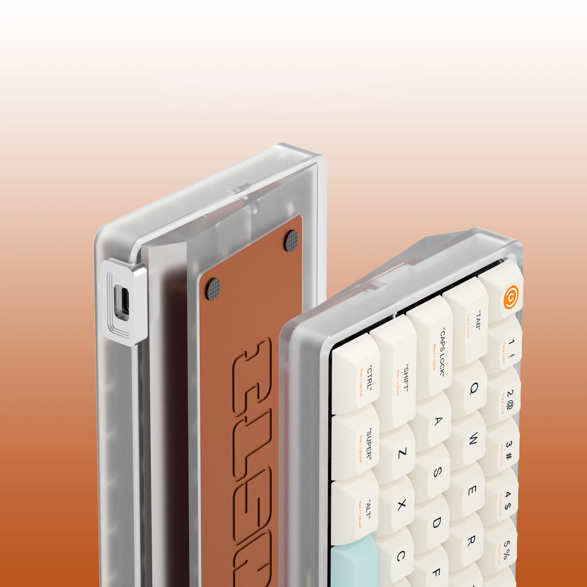 Акриловая ЧПУ оранжевая Проводная Механическая клавиатура, поддержка QMK с помощью шумоподавления, Съемный переключатель, RGB подсветка, 64 клавиши