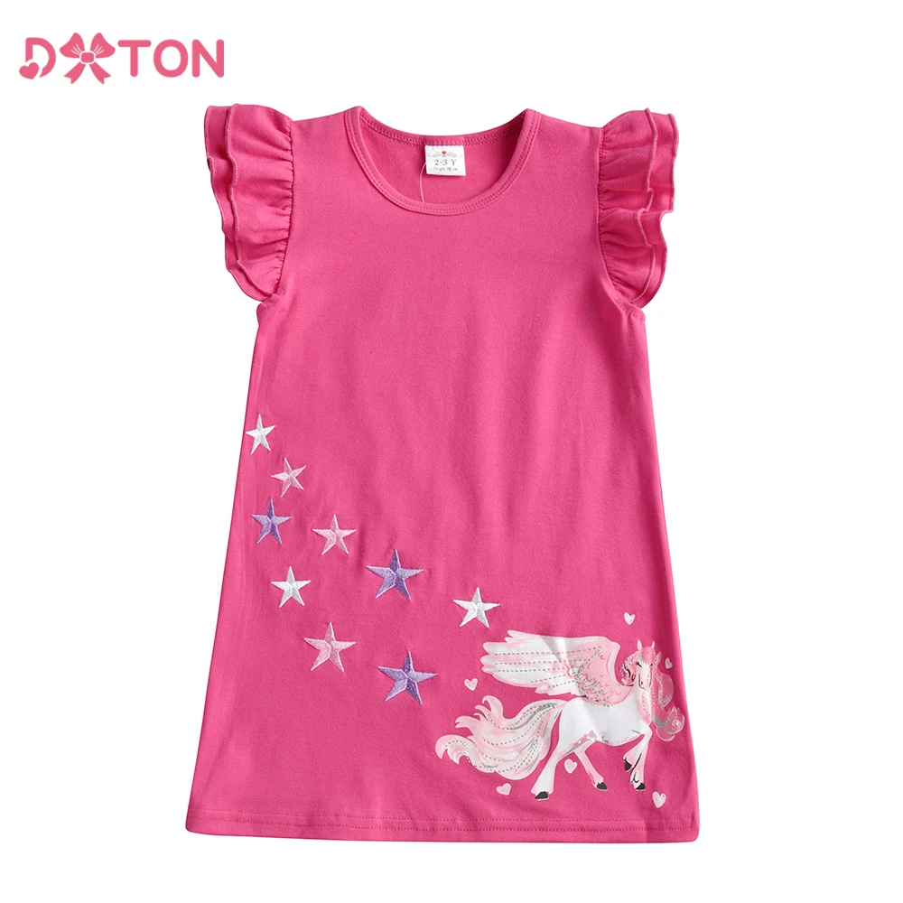 DXTON Летнее Повседневное Платье Для Девочек Хлопковое Длиной До Колена Без