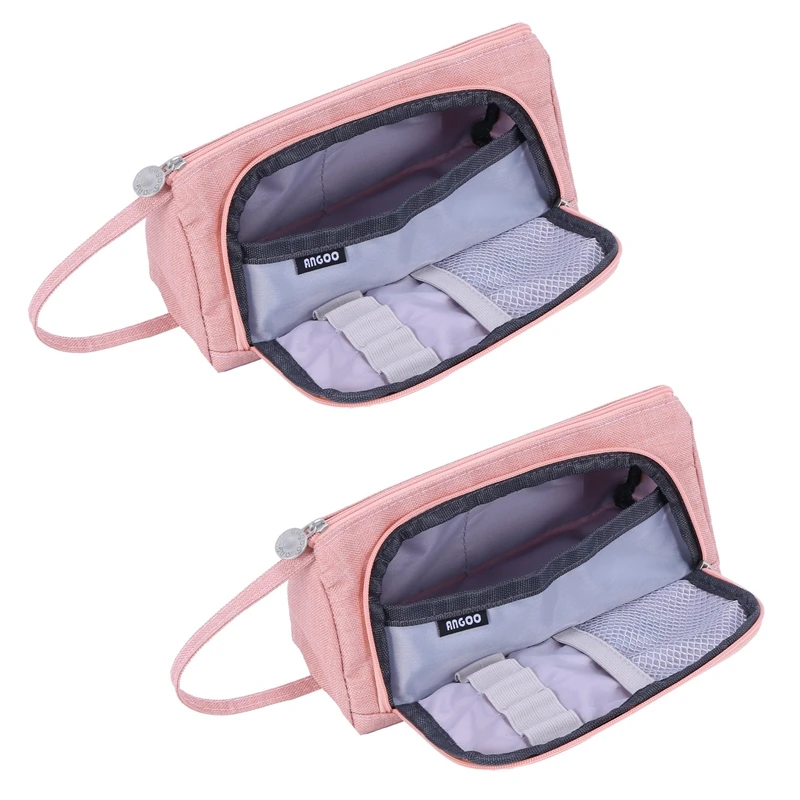 

2X Big Capacity Colored Linen Storage Pouch Marker Pen Pencil Case Stationery Bag Holder For Middle High School