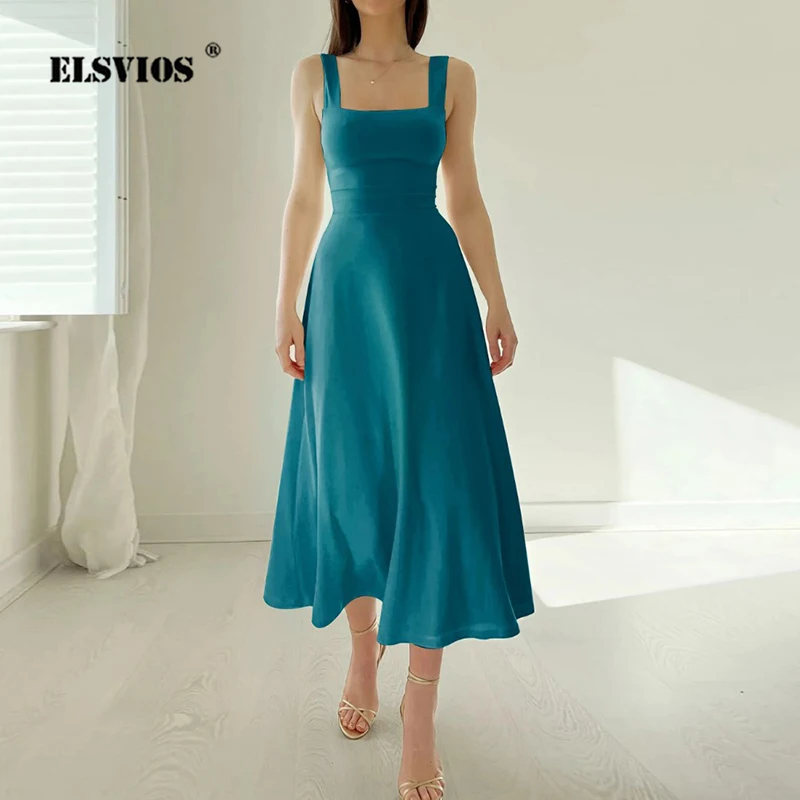 

Summer New Lady Slim Lace-up Dress Fashion Sleeveless Off-shoulder Sling Casual Solid Color Elegant Dresses For Women Streetwear