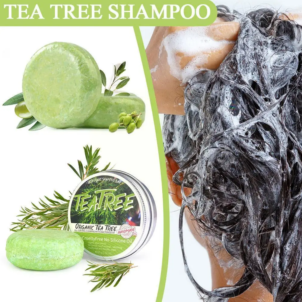 

60 г экстракт чайного дерева мыло для мытья волос Шампунь Бар натуральное твердое мыло для волос шампунь чистый Растительный шампунь мыло 100% N7V1