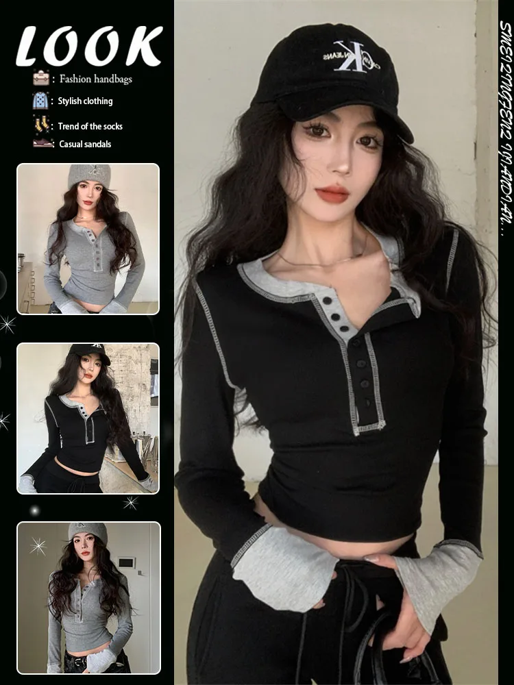 Рубашка с длинным рукавом American Gyaru нижняя рубашка женская короткая внутренняя