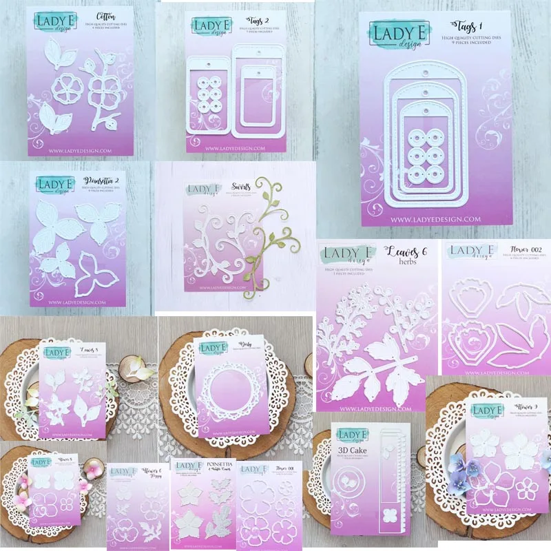 Metal Cutting Dies Flower and leaf  tag Scrapbooking For Paper Embossing Frame Card  Set