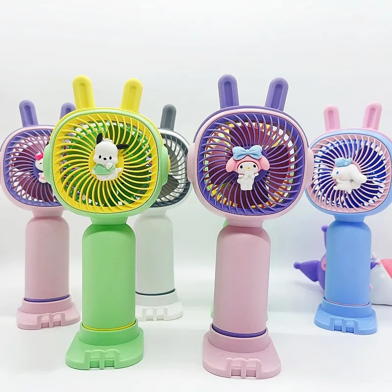

Kawaii Sanrio Anime Handheld Fan Cute Hello Kitty Pompompurin Cartoon Portable Small Electric Fan Originality Children Gifts