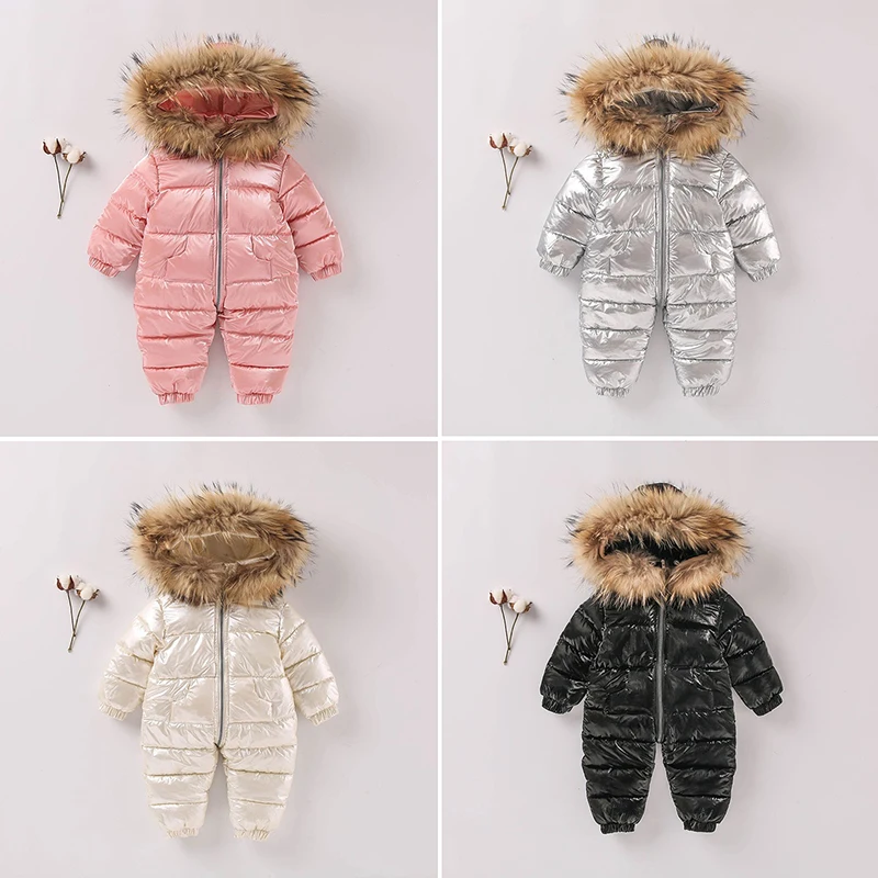 

Girls' one-piece suit Korean version baby children's down cotton disposable waterproof boy's romper jacket