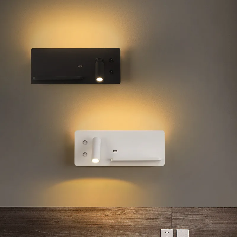 Настенный комнатный светильник для чтения лампа спальни с беспроводной зарядкой