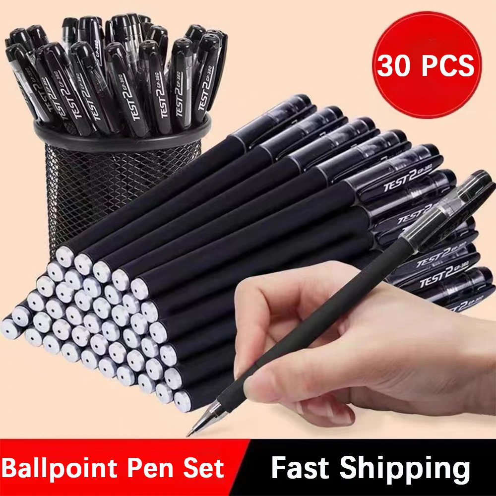 

30Pcs Gel Pens 0.5mm kawaii Black/Red/Blue Ink Ballpoint Pen Refill Set For School Supplies Student Writing Exam Stationery Pens