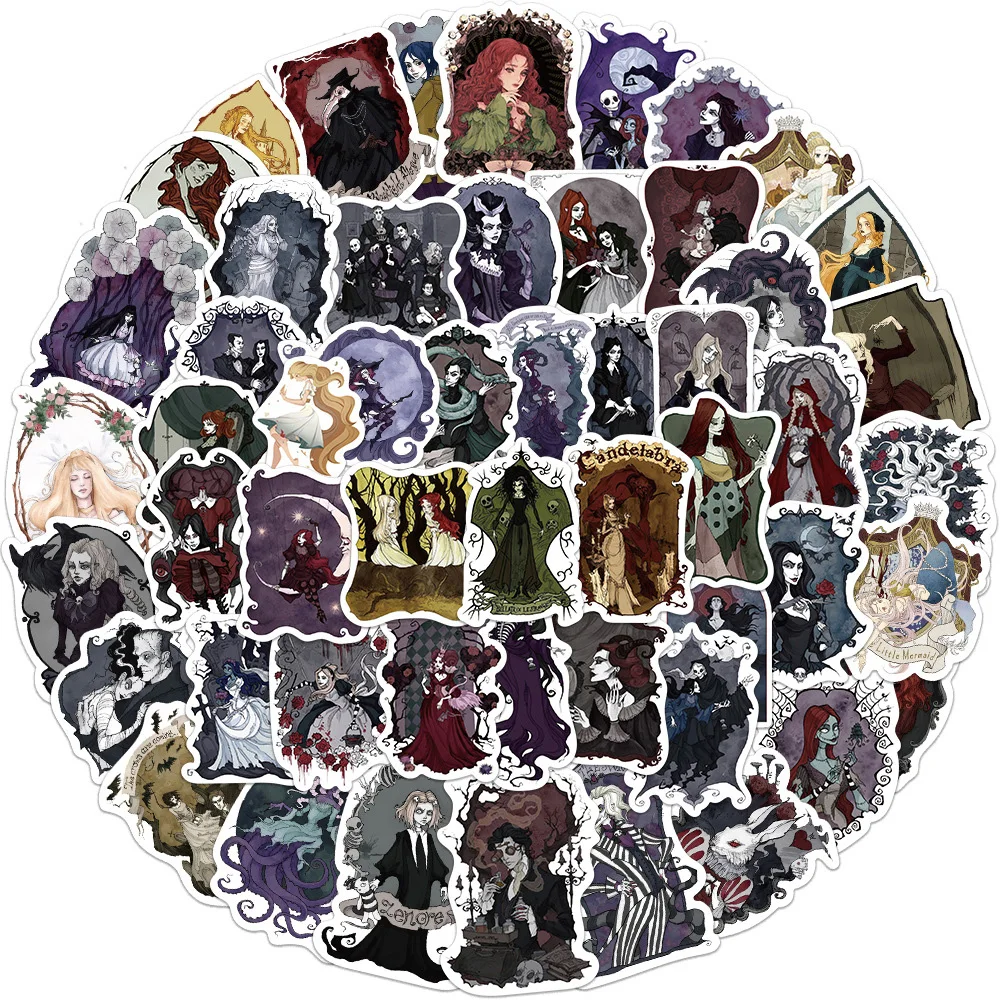 

10/30/50pcs Cool Gothic Dark Magic Witch Stickers Anime Cartoon Decals Motorcycle Laptop Luggage Car Phone Waterproof Sticker