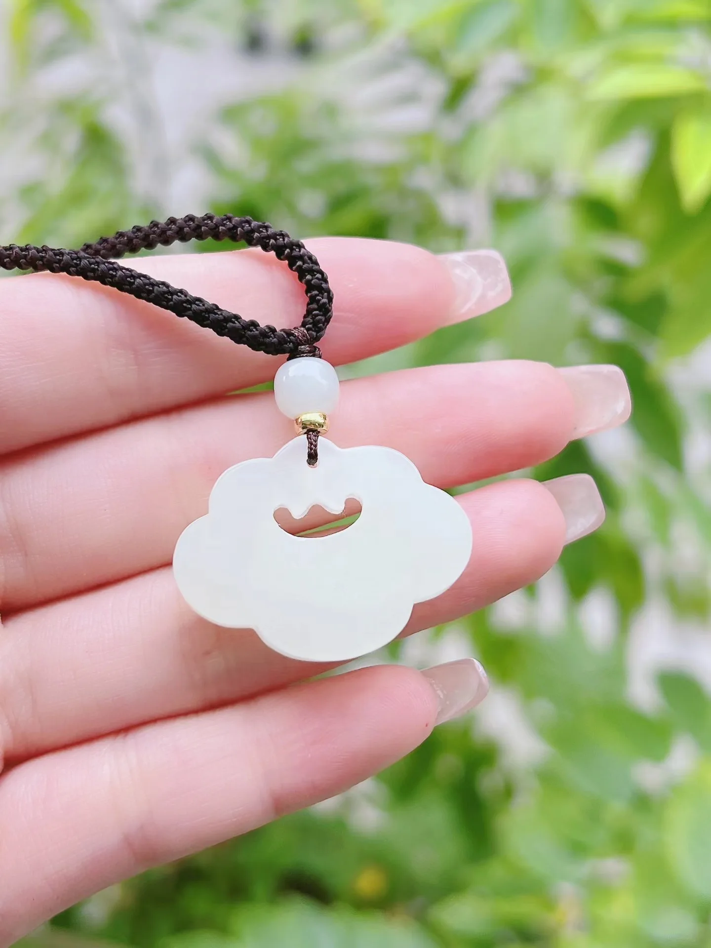 Изысканный кулон Hetian Jade Xiangyun Ruyi с замком ювелирные изделия 358a #