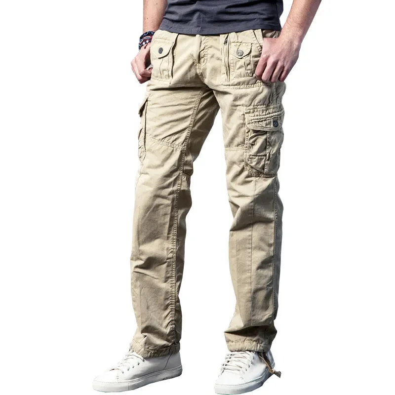 

Прямая поставка, новинка, брюки-карго с несколькими карманами, однотонные мужские брюки-карго, свободные длинные брюки в стиле милитари, 29-40,...