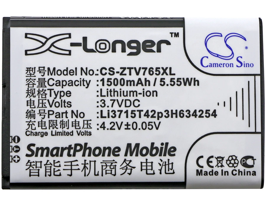 

Cameron Sino 1500mAh Battery Li3715T42p3H634254 for ZTE Blade G, Leo Q1, V765, V765 Nuevas, V765M
