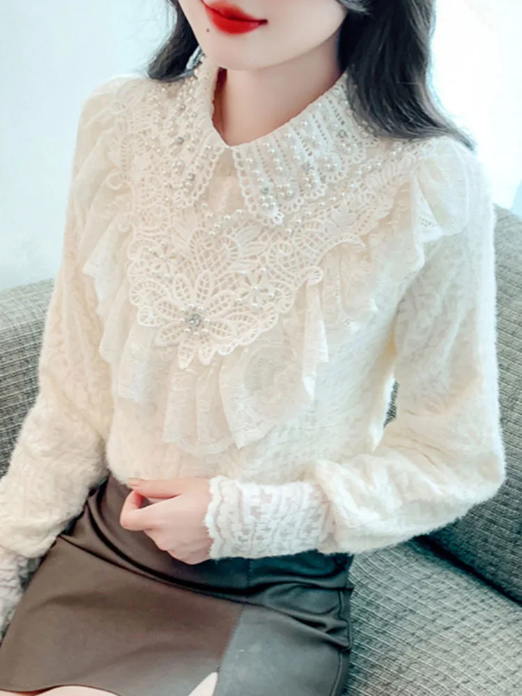 Осенняя рубашка победителя для женщин модная офисная блузка с бисером винтажные