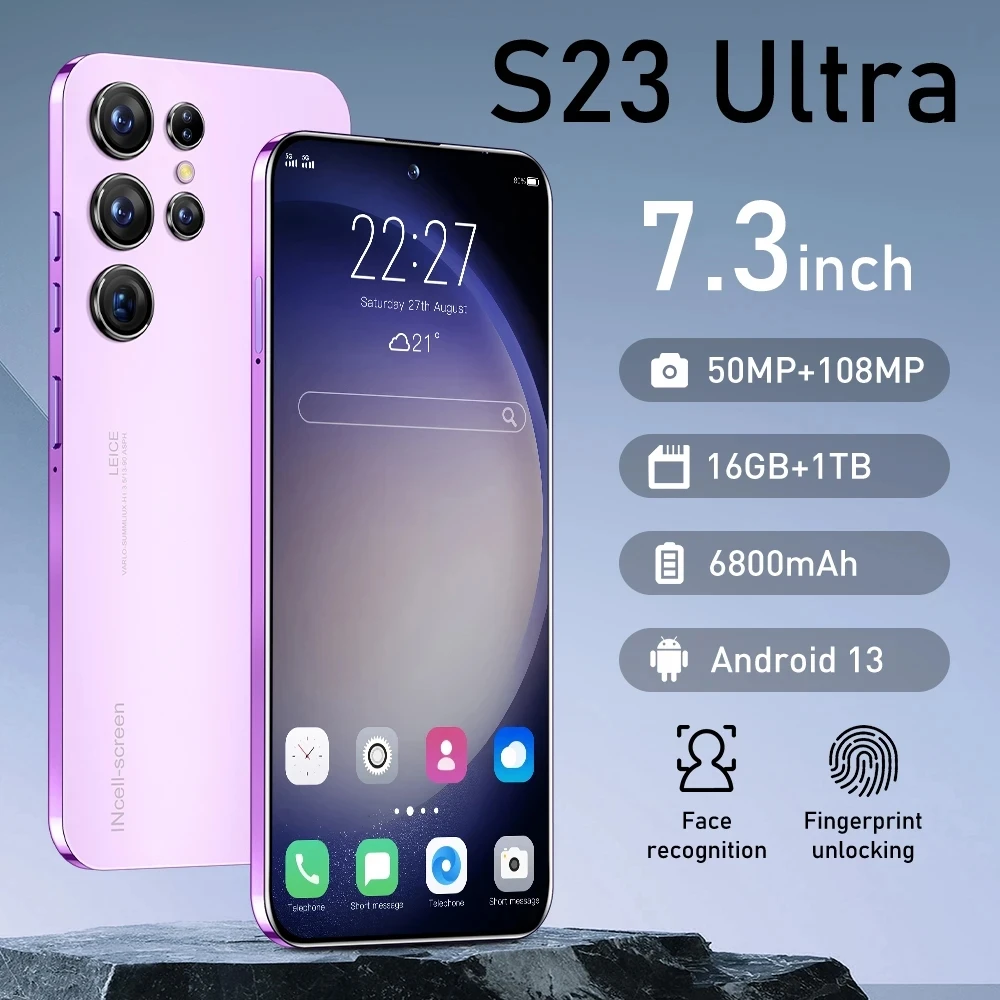 

Hot New S23 Ultra Smart phone 7.3 inch Full Screen 3G/4G/5G Cell Phone 16TB+1TB 7800mAh Mobile Phones Global Version Celulares