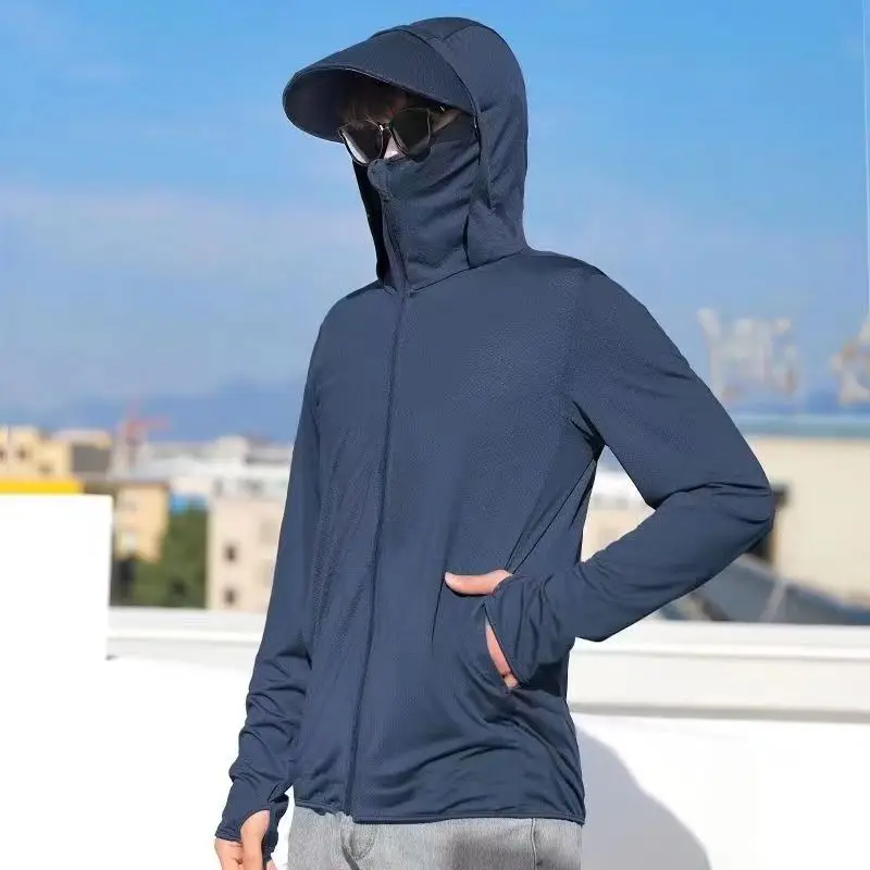 

Men Sun Protection Jacket Mens Summer Outdoor Breathable Hooded Classic Style Large Size Lightweight Jacket 2023 Summer B62
