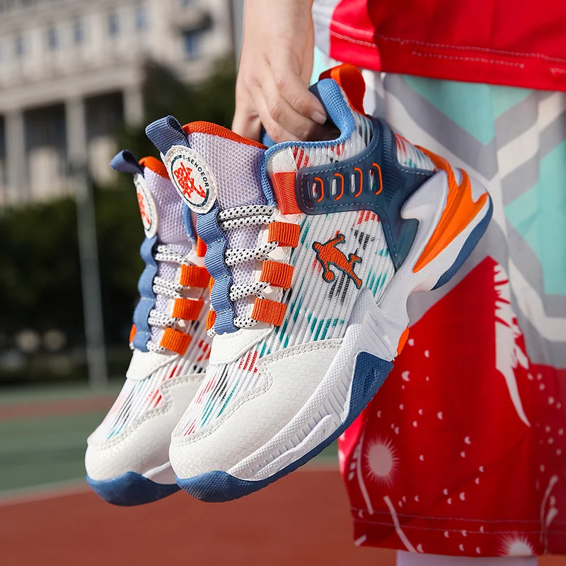 

Boys Brand Basketball Shoes for Kids Sneakers Thick Sole Non-slip Children Sports Shoes Child Boy Basket Trainer Shoes