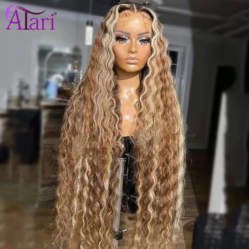 Honey Blonde Loose Deep Wave Lace Front Wig Transparent 13x4 Lace Frontal Wig PrePluck Highlight 27 Lace Closure Human Hair Wigs