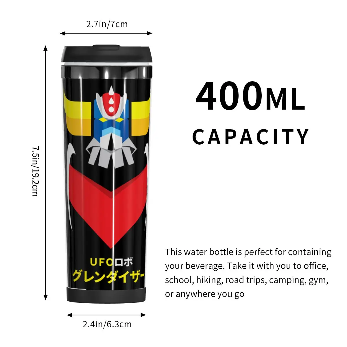 

Double Insulated Water Cup Grendizer Color And Japanese Writing Vintage R348 Heat Insulation beer mugs Thermos flask Mug Nerd