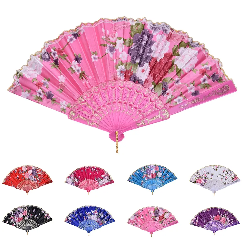

Spanish Lace Silk Folding Hand Held Dance Fan Flower Pattern for birthday Party Wedding