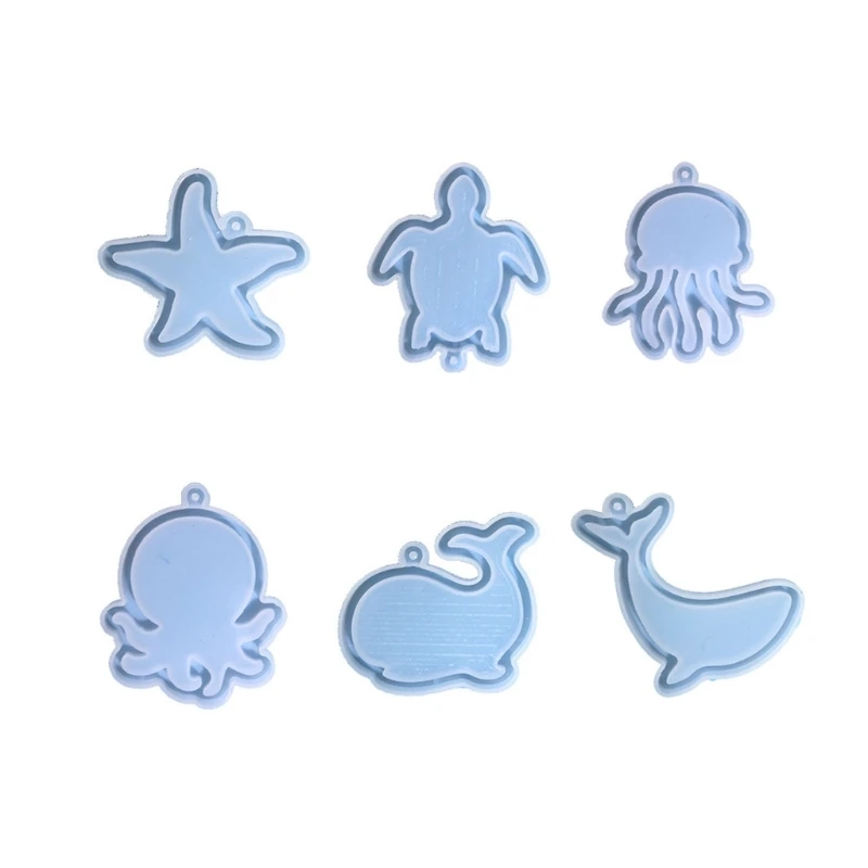 

4XBE Marine Animals Quicksand Silicone Molds Epoxy Resin Casting Mold DIY Craft Keychain Pendant Mold Handmade Jewelry Tool