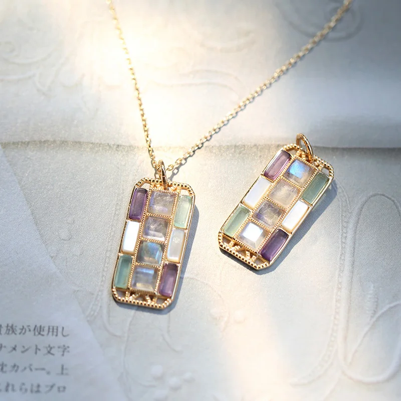 LAMOON натуральный лунный камень лабрадорит цветной драгоценный подвеска