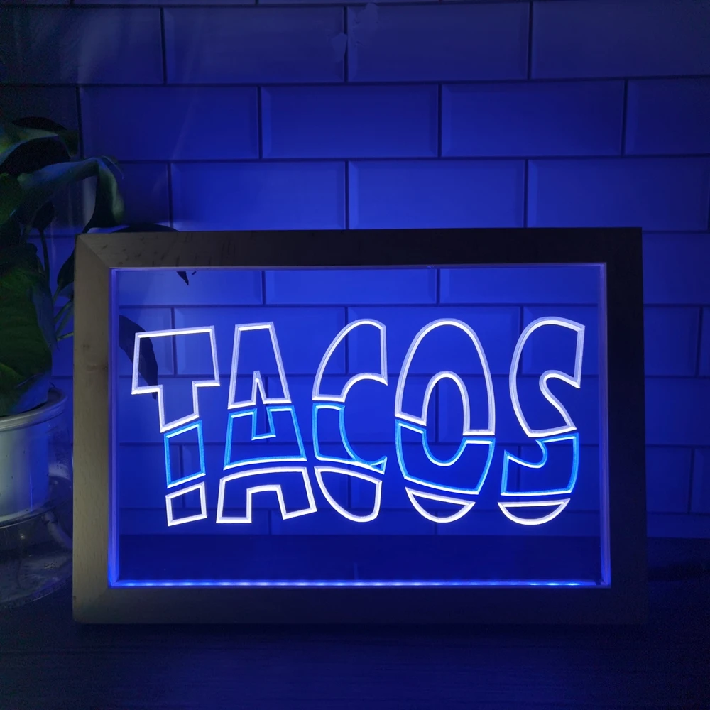 

Мексиканский Tacos, необычная настольная лампа, двойной цвет, фоторамка для фотографий, 3D деревянная подсветка