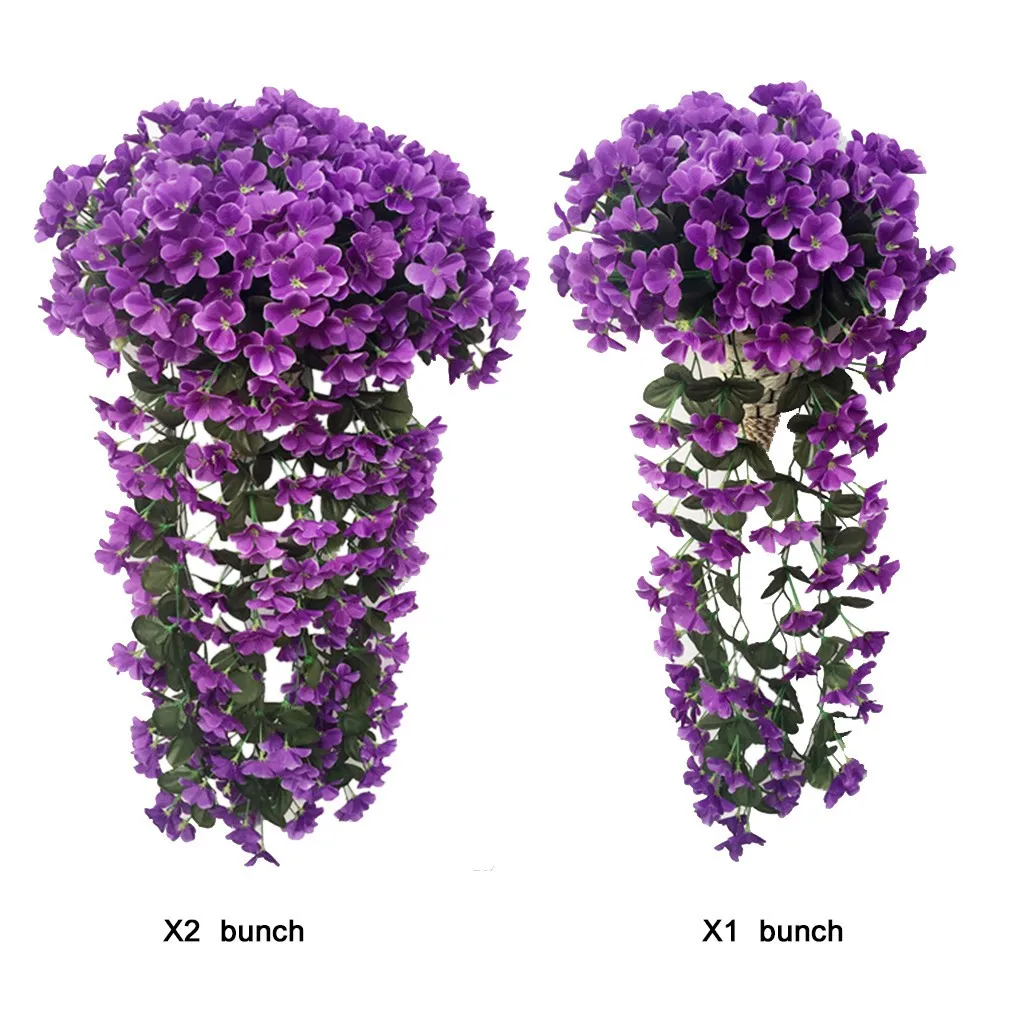 

Flower Silk Hanging Garland Flowers Basket Artificial Orchid Wisteria Flowers Vine Fake Hanging Wall Violet Artificial flowers