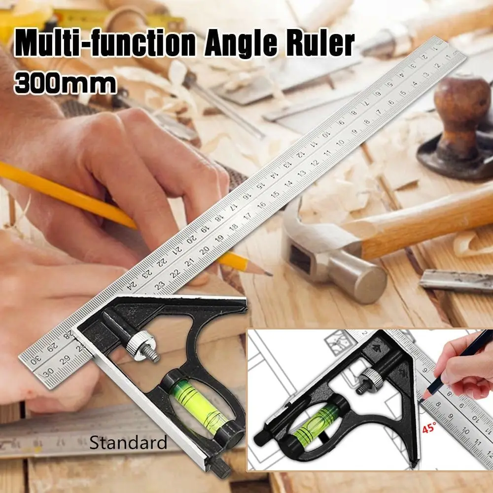 

Steel Multi-Function Active Horizontal Engineers Combination Right Angle Ruler Corner Ruler Gauging Tool Try Square