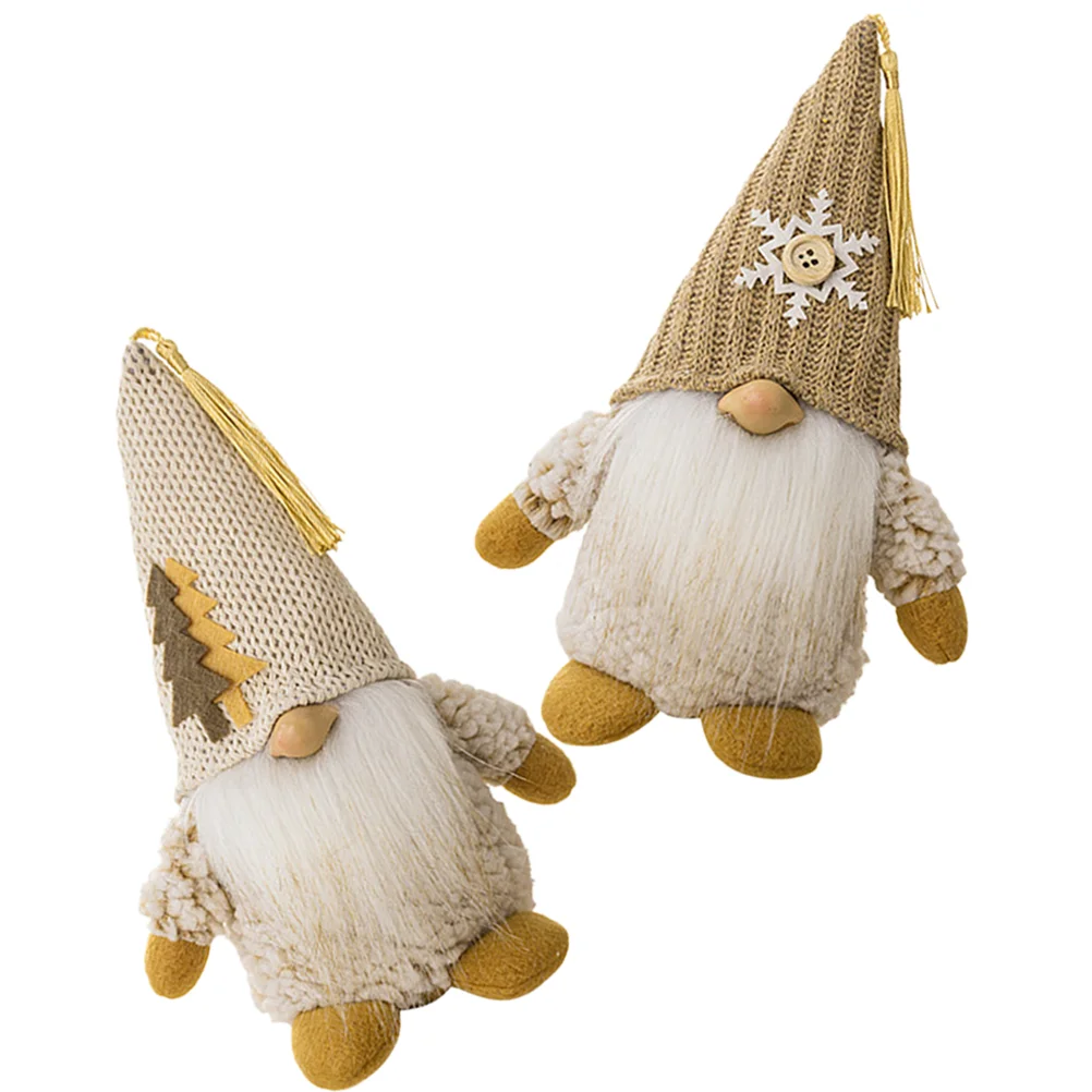 

2 Pcs Decor Gnome Christmas Decorations Indoor Car Pp Cotton Ornaments Elder