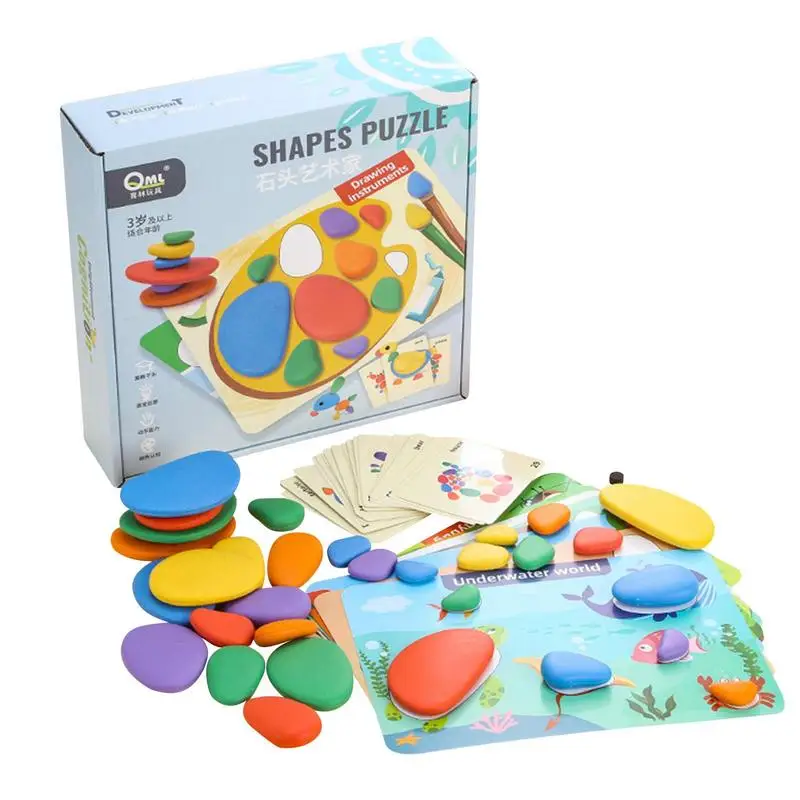 

Montessori Plastic Rainbow Pebbles Stacking Game Early Educational Color Sorting Sensory Toys For Kids Birthday Gifts