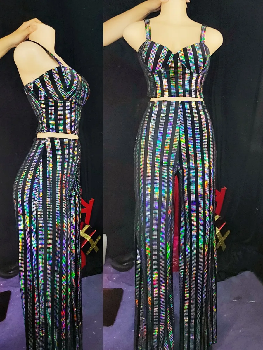 Женский костюм для выступления певицы концерта бара блестящий в полоску Блейзер