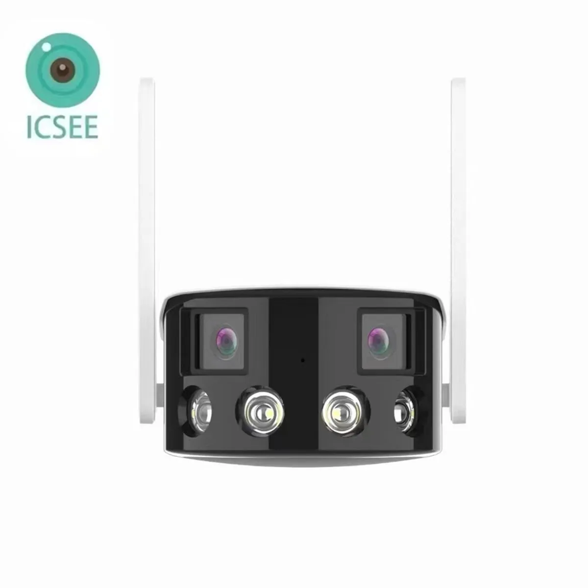 4MP iCsee APP 180 Degree Wide Angle Dual Lens IP Camera Full Color Night Vision AI Humanoid Detection Home Security CCTV Monitor