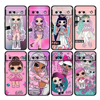 cartoon l o l surprise doll shockproof cover for google pixel 7 6 pro 6a 5 5a 4 4a xl 5g black phone case shell soft cover capa