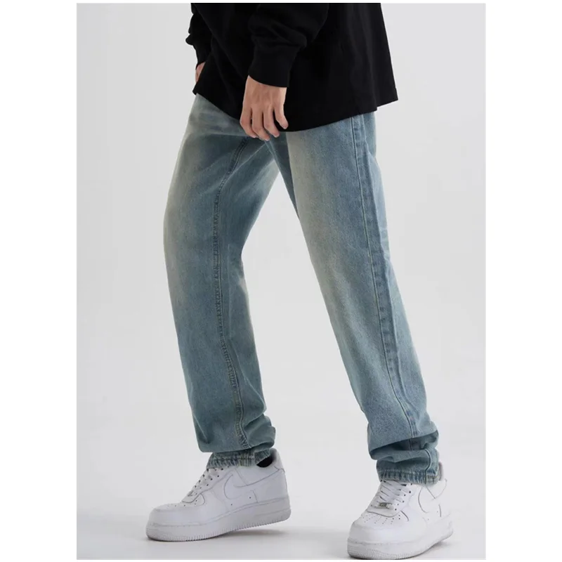 Men Clothing Autumn and Winter Fashion Straight Loose Cylinder Jeans Vintage Chaopai Large Comfortable Blue Harun Trousers Women