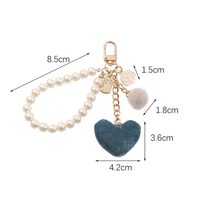 Plush Ball Key Ring Love Mobile Phone Key Chain Soft Artificial Rabbit Hair Ball Car Key Ring Ladies Bag Pendant Charm Jewelry