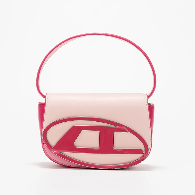 

Luxury Designer Pink Women Top Handle Purse Half Round Design Brand Leather Underarm Flap Shoulder Bag Fashion Tote Mummy Bag